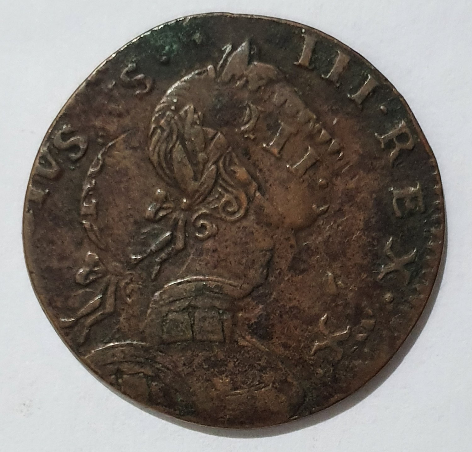 1775-British-Half-Penny-Double-Strike-Coin!